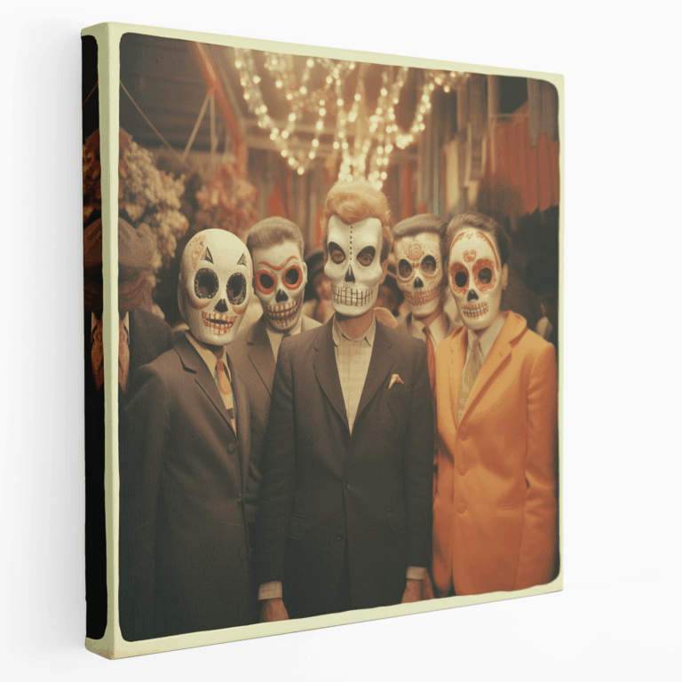 Leinwandbild Retro Karneval Totenkopf Maske
