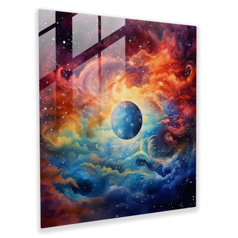 Glasbild Himmelschönheit - Sternenkarte Glas Kunst mit Sternen gefüllte Galaxie Wohnkultur