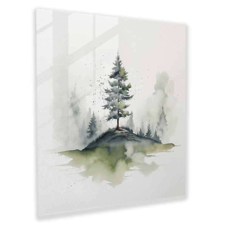 Glasbild Waldnebel