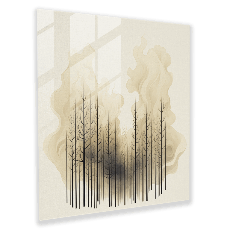 Verzauberter Rauchwald Glasbild