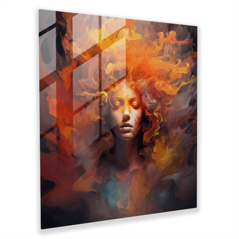 Glasbild Rauchporträt in introspektiver Optik