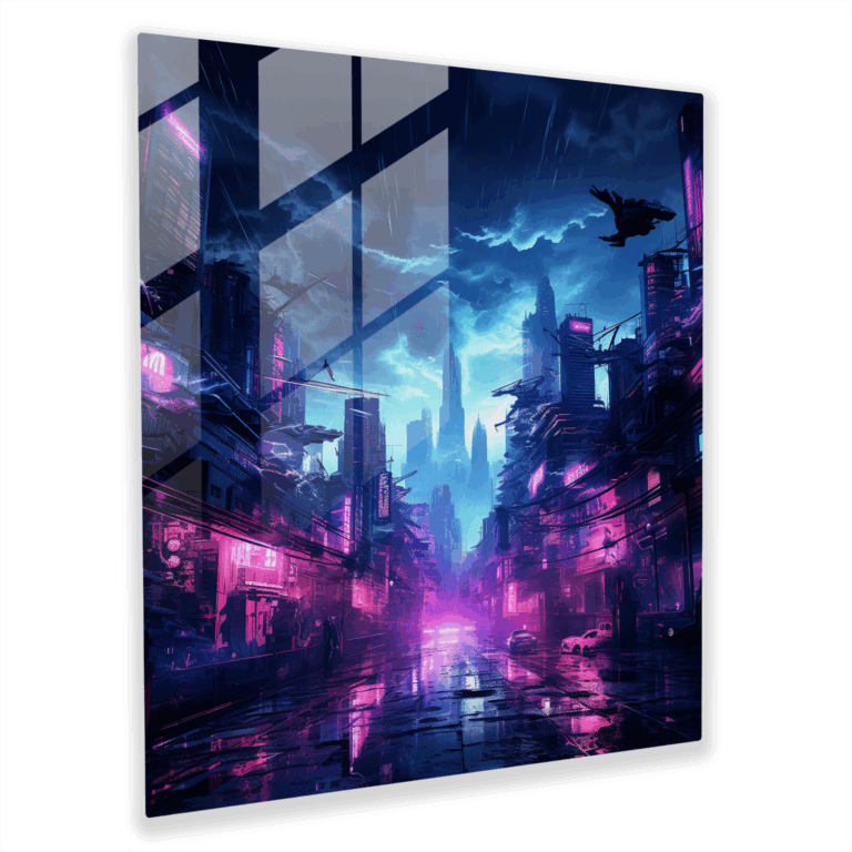 Glasbild Neon Smoke Cyber City