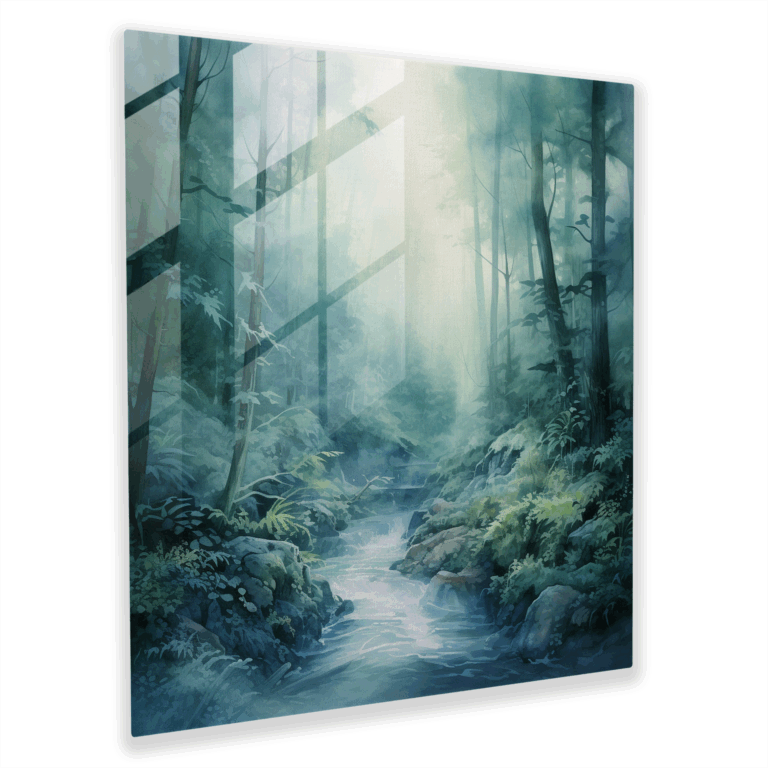 Verzaubernder Nebelwald Glasbild
