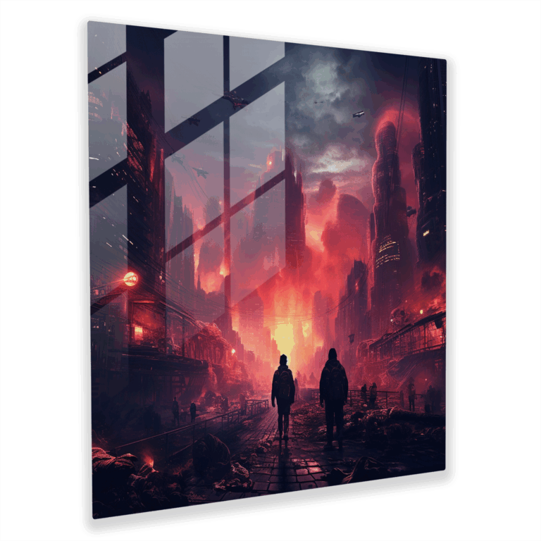 Glasbild Cyberpunk Stadtlandschaft