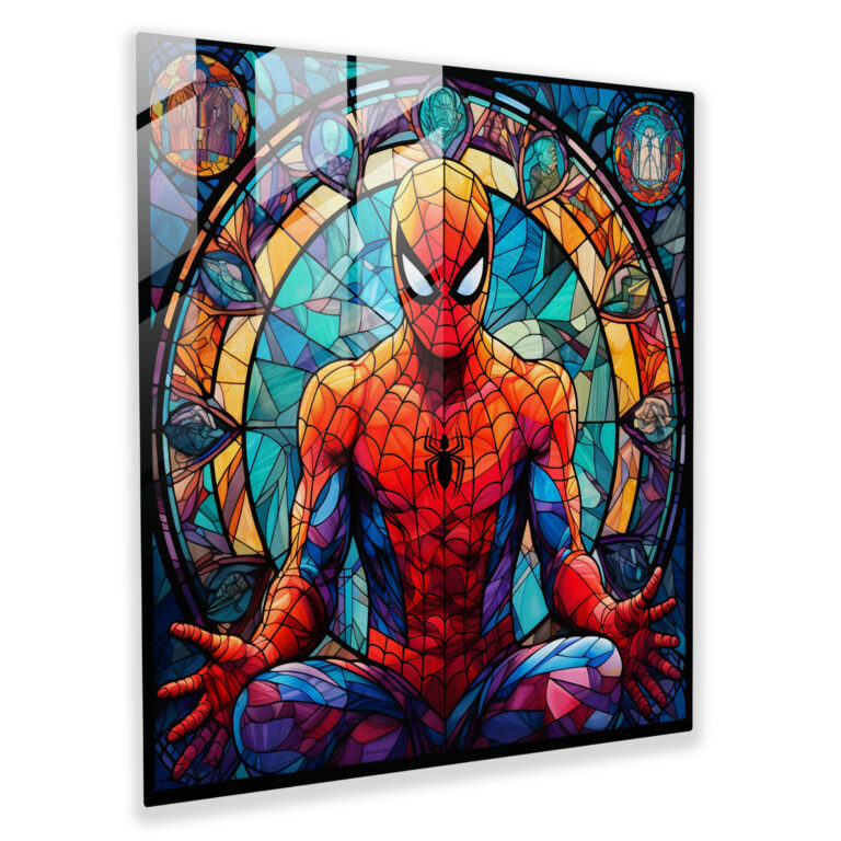 Spider-Man Glasbild - Spider-Man von Glasmalerei inspirierte Kunst Glasbild Wanddekoration
