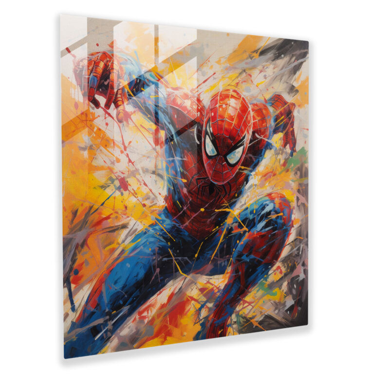 Abstraktes Spider-Man Glasbild - Spider Man moderne Kunst abstrakte expressionistische Malerei