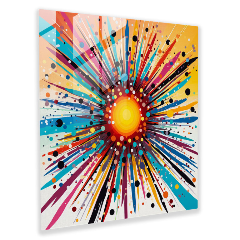 Buntes Sonnenaufgangsglasbild - Sonnenaufgang Positivität Glasbild aufgehende Sonne.