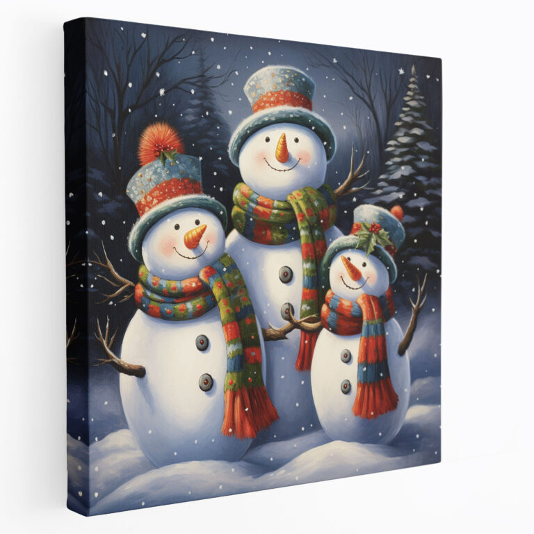 Familie Schneemann Wanddekoration - Schneemann Leinwandbild Leinwand Liebe