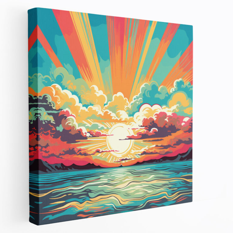 Leinwandbild Pop Art Sonnenaufgang - Retro Wohnkultur verspielte Farben.