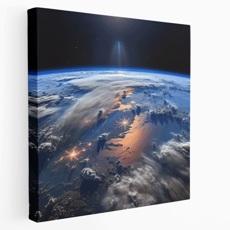 Blauer Marmor Leinwandbild im Orbit