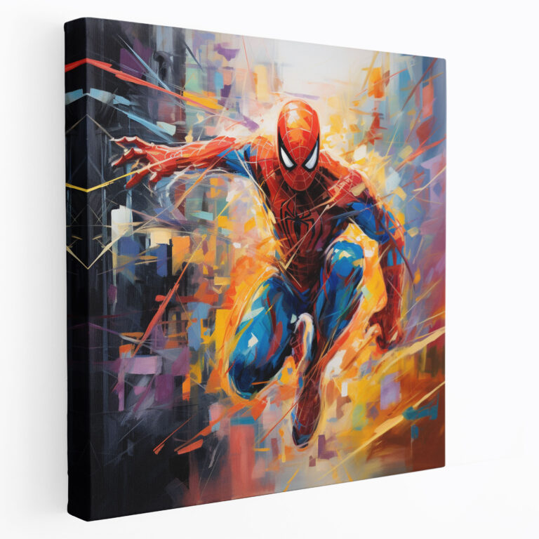Spiderman Leinwandbild - Abstraktes Stadtbild Wandkunst - Spiderman Abstraktes Gemälde Leinwandbild