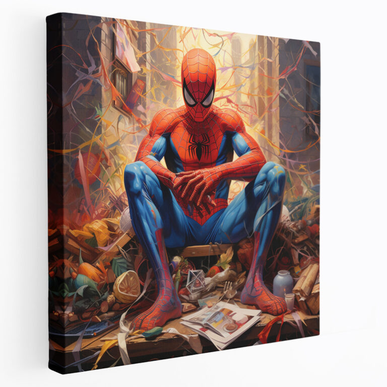 Spiderman Leinwandbild - Popkultur Mashup Wandkunst - Kreativer Twist Kunstwerk