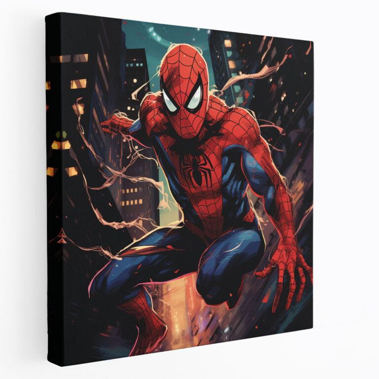 Spiderman Leinwandbild - Lebendige Comic-Buch Wandkunst - Wanddekoration im grafischen Stil