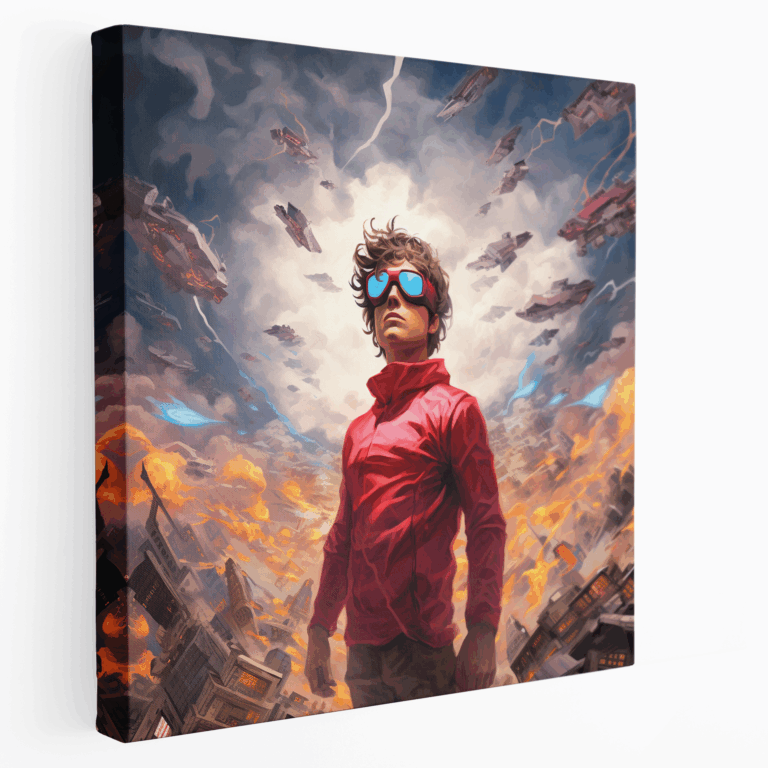 Surreale Superhelden-Traumlandschaft Leinwandbild