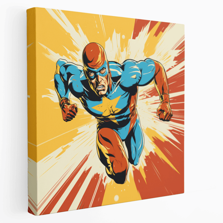 Leinwandbild mit Pop-Art-Superhelden-Grafik