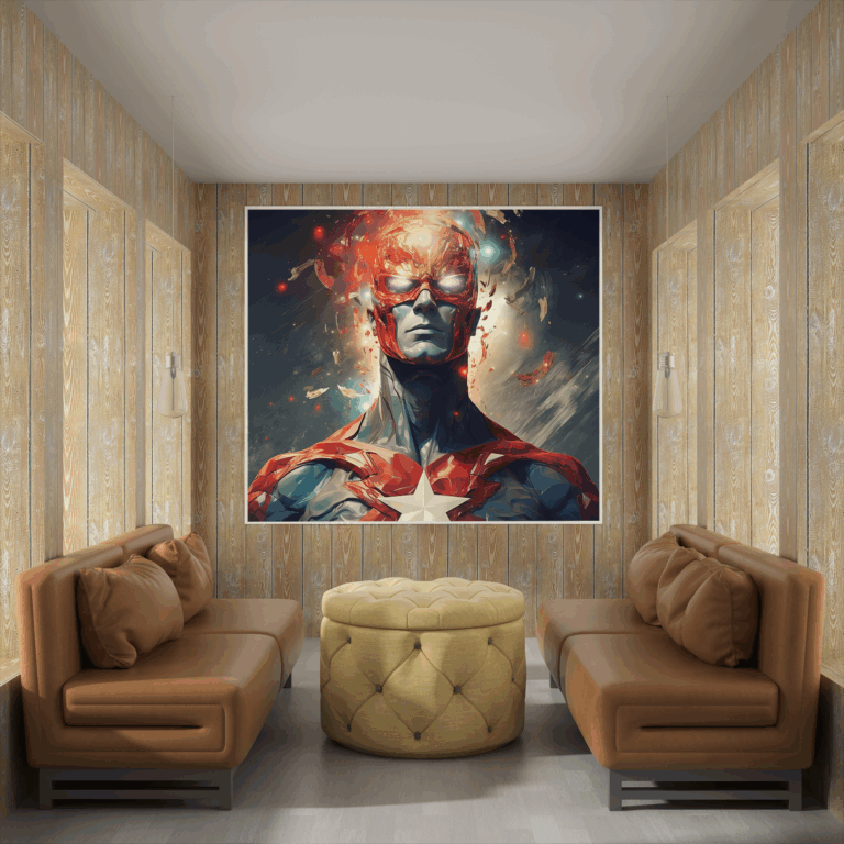 Kosmischer Superheld Surreales Leinwandbild