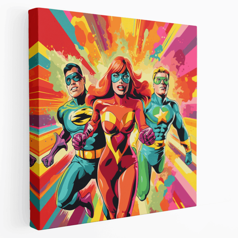 Leinwandbild mit Pop-Art-Superhelden-Posen