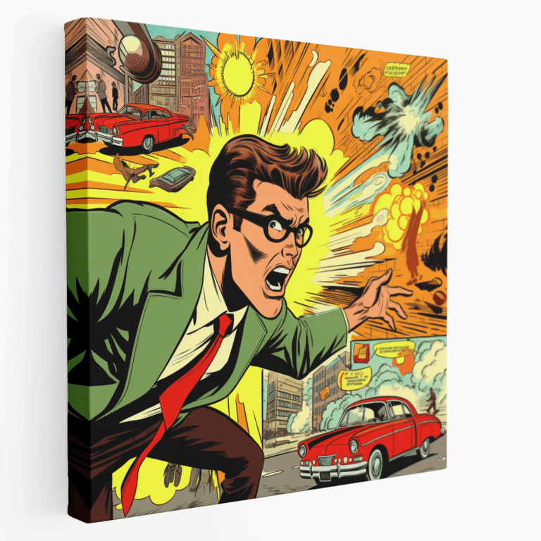 Leinwandbild im Retro-Superhelden-Comic-Stil