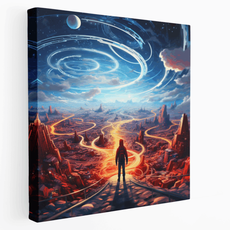 Surreales Traumland Superheld Leinwandbild