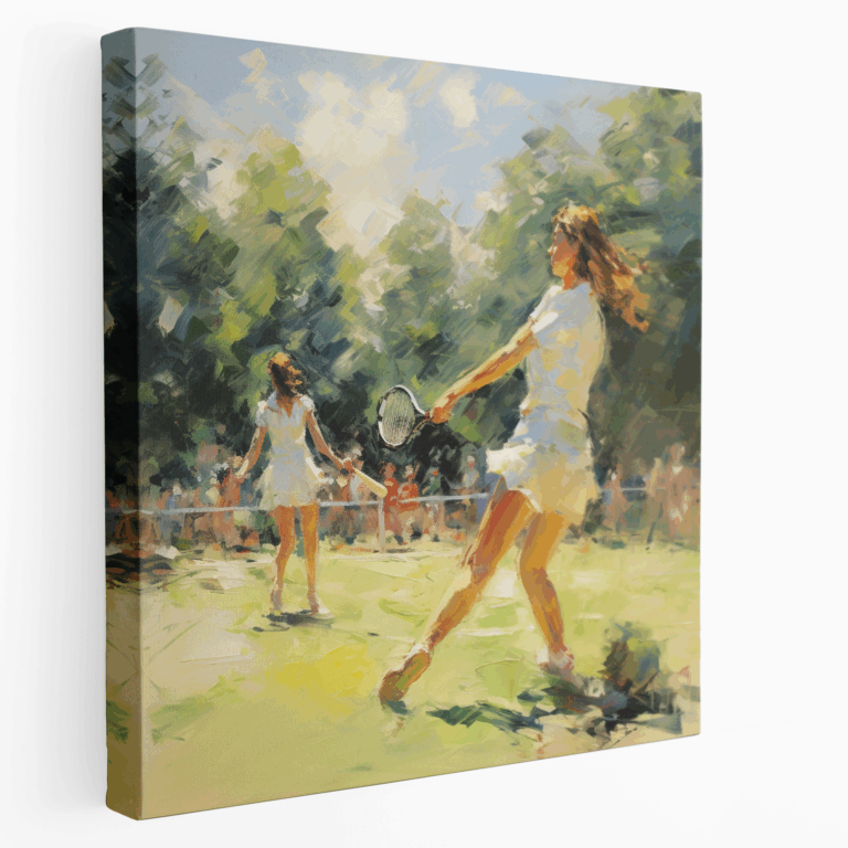 Impressionistisches Tennis Leinwandbild: Verspielte Ballwechsel