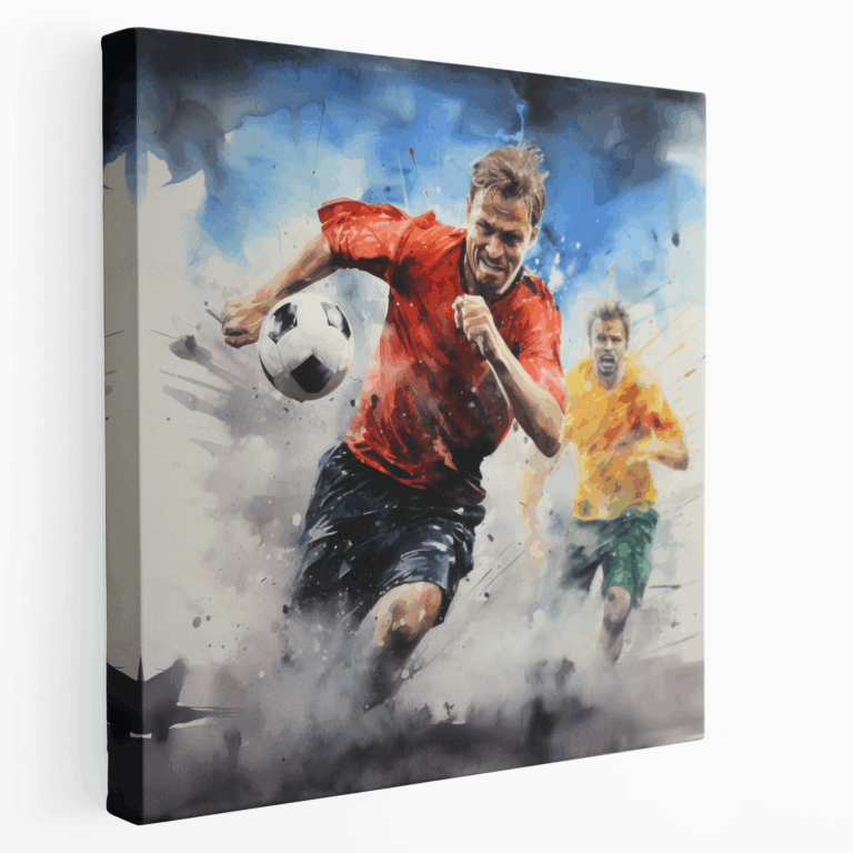 Fußball Leidenschaft Realistisches Aquarell Leinwandbild