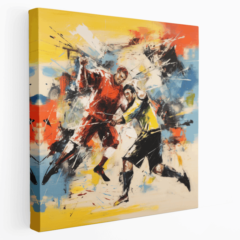 Dynamisches Fußball Leinwandbild