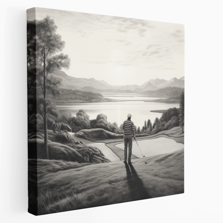 Realistisches Golfplatz Sonnenaufgang Leinwandbild