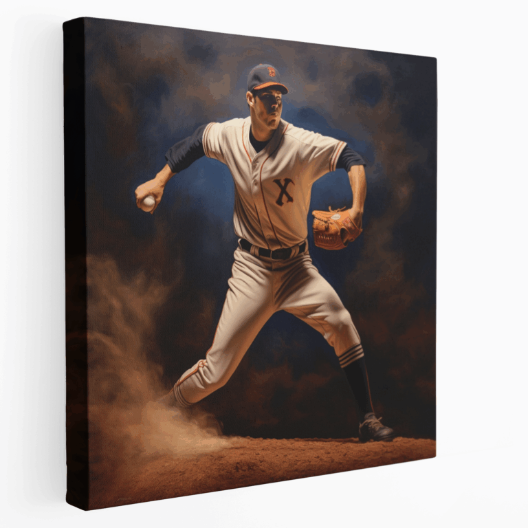 Leinwandbild eines fotorealistischen Baseball-Werfers