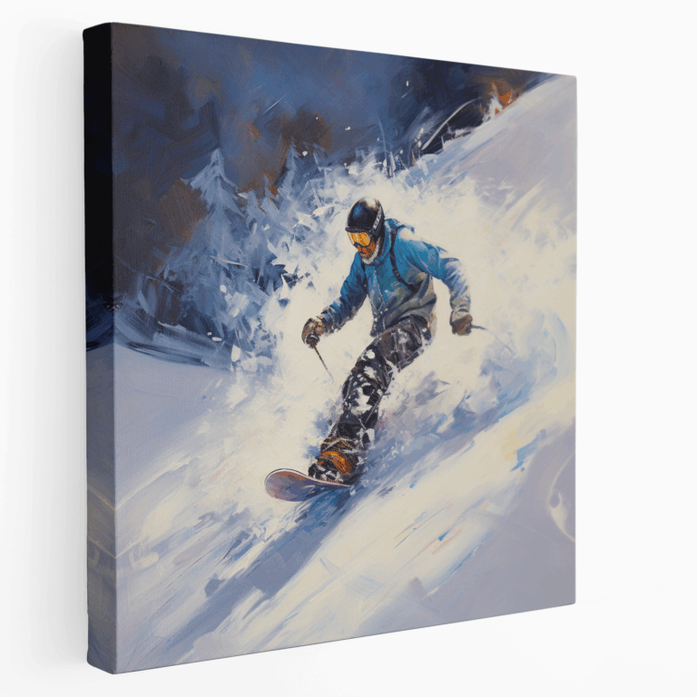 Abenteuerlustiges Snowboarder Leinwandbild