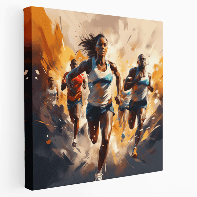 Energiegeladene Marathonläufer Leinwandbild