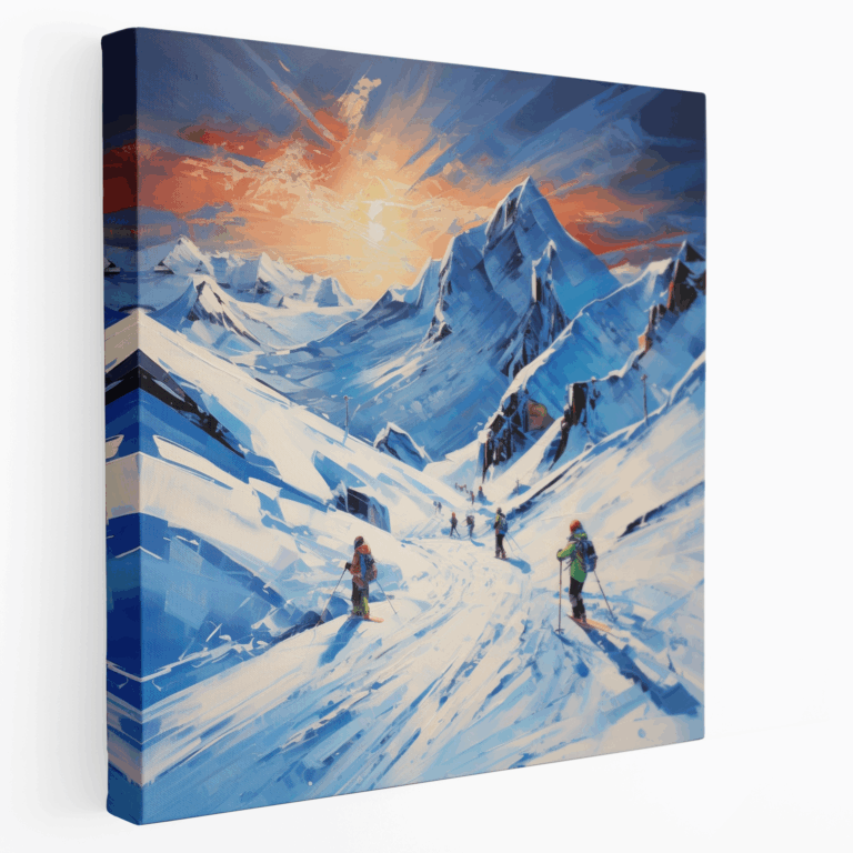 Faszinierendes Bergskifahrer Leinwandbild