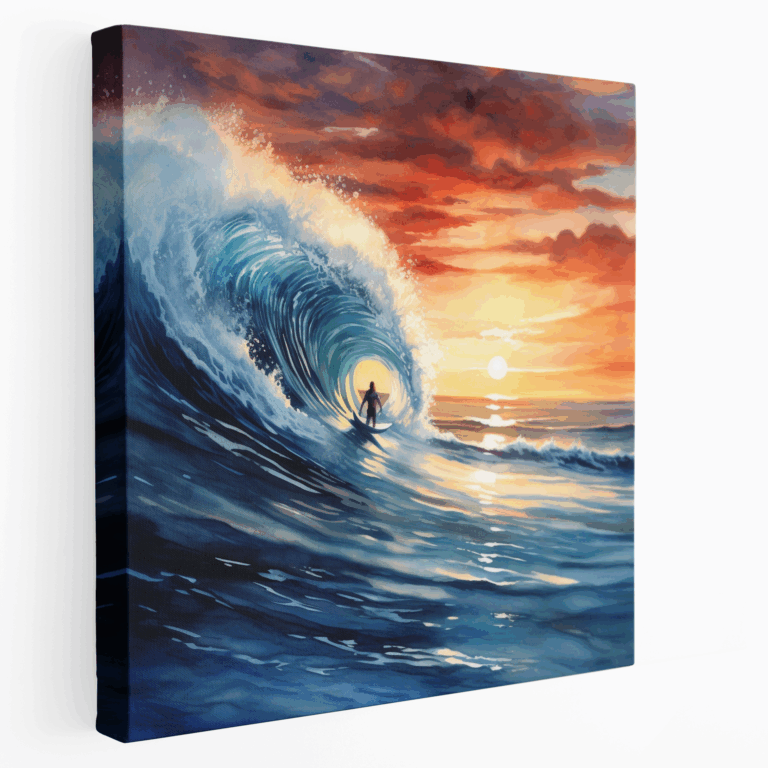 Surfer's Traum - Realistisches Aquarell Leinwandbild
