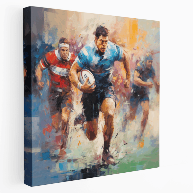 Leinwandbild Dynamische Rugby-Spieler