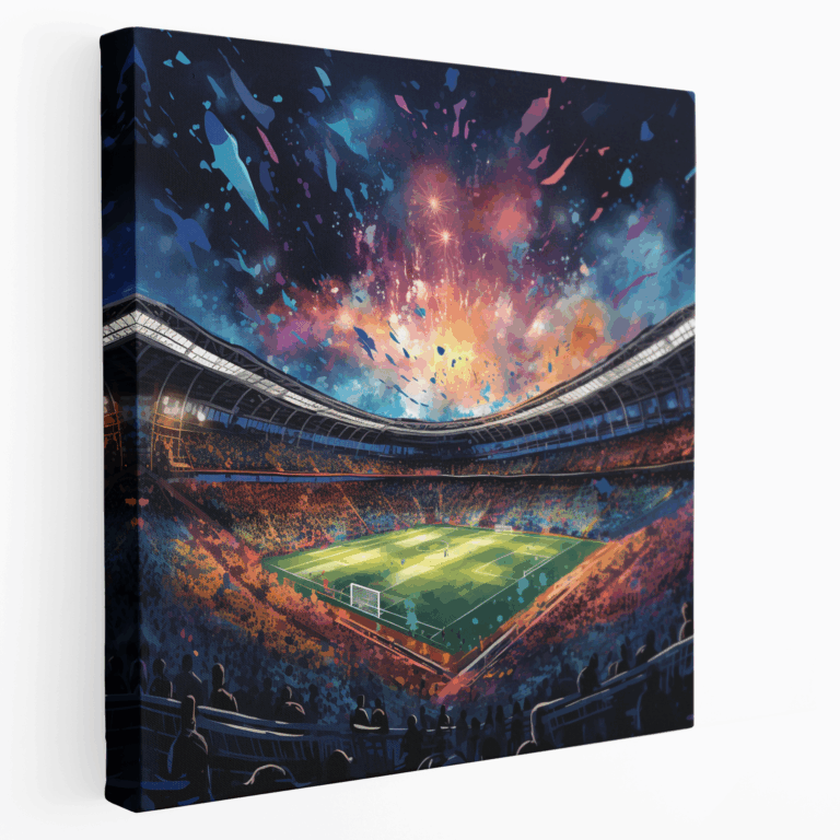 Fußballstadion Leinwandbild in sternenklarer Nacht