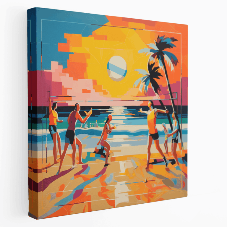 Moderne Beachvolleyball Leinwandbild mit eleganten Linien