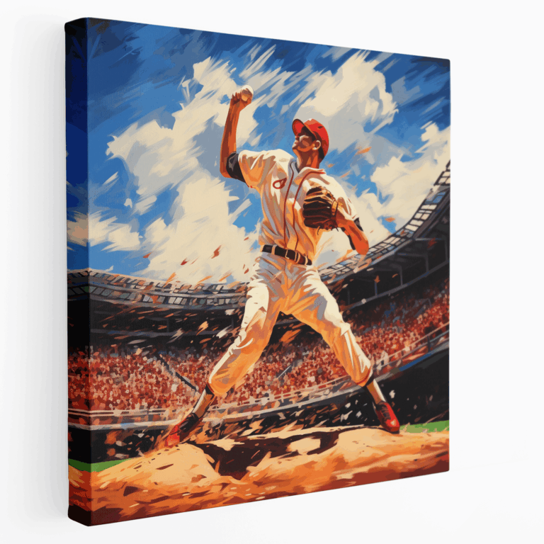 Retro Leinwandbild Baseball Pitcher im Vintage-Stil