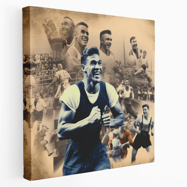Leinwandbild mit Collage legendärer Sportmomente