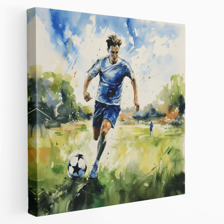 Fußballspieler Aquarell Leinwandbild