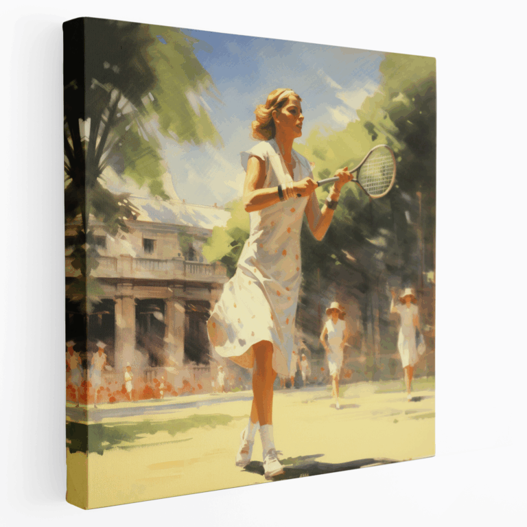 Realistisches Tennis Match Aquarell Leinwandbild