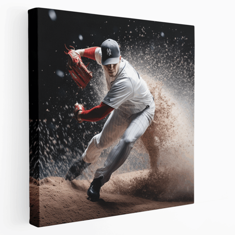 Realistisches Baseball Pitcher Fotografie Leinwandbild