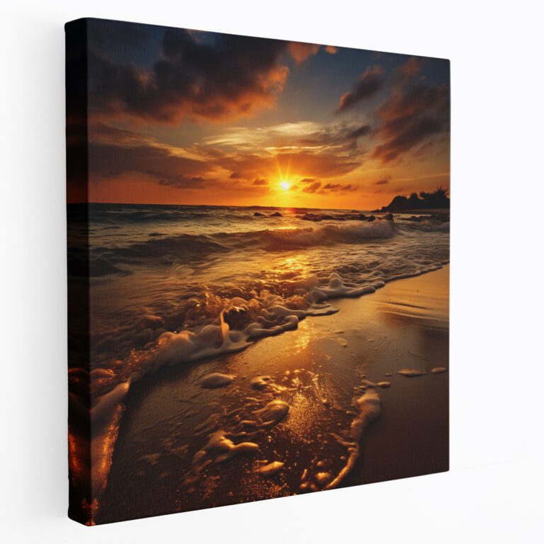 Serenity Spirituelles Leinwandbild - Wandkunst Ruhevolles Ambiente Goldener Glanz
