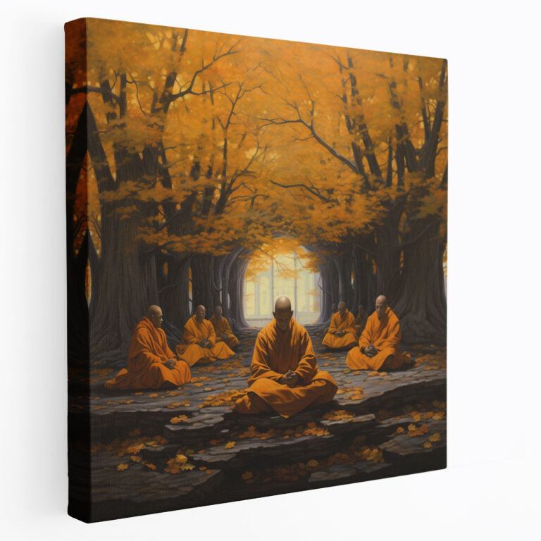 Kunstvolle Mönche Wandbild - Spirituell Wanddekoration Ölgemälde Leinwandbild