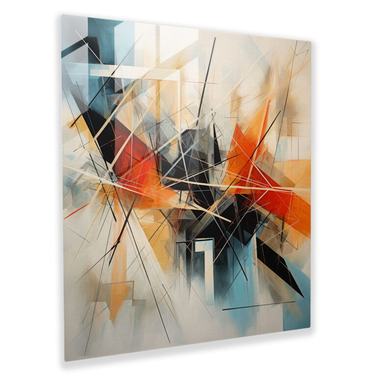 Geometrisches Sturmglasbild - Sturm sich kreuzende Linien Wanddekoration Glasbild