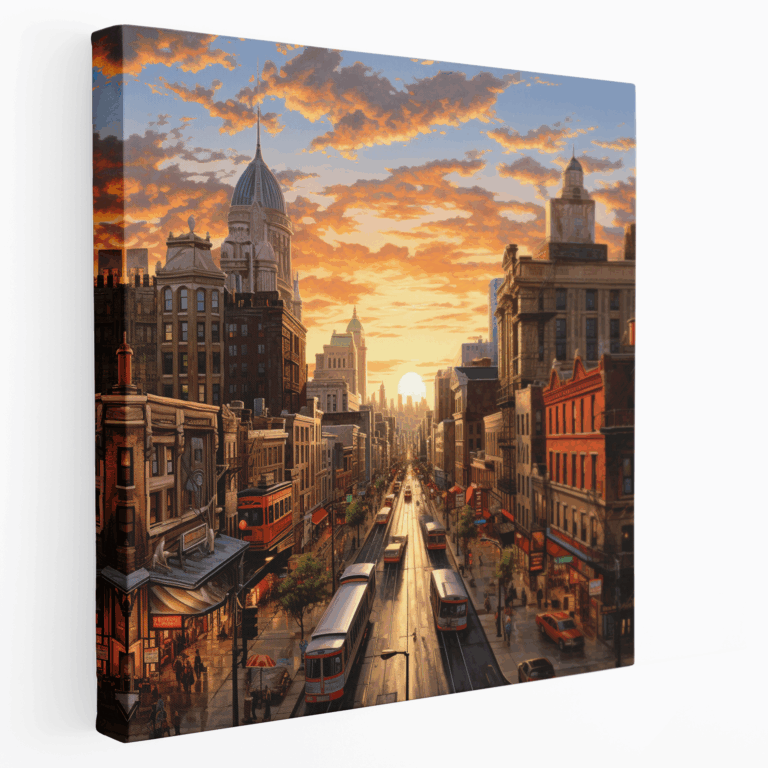 Stadt Erwachend Leinwandbild - Morgenhektik