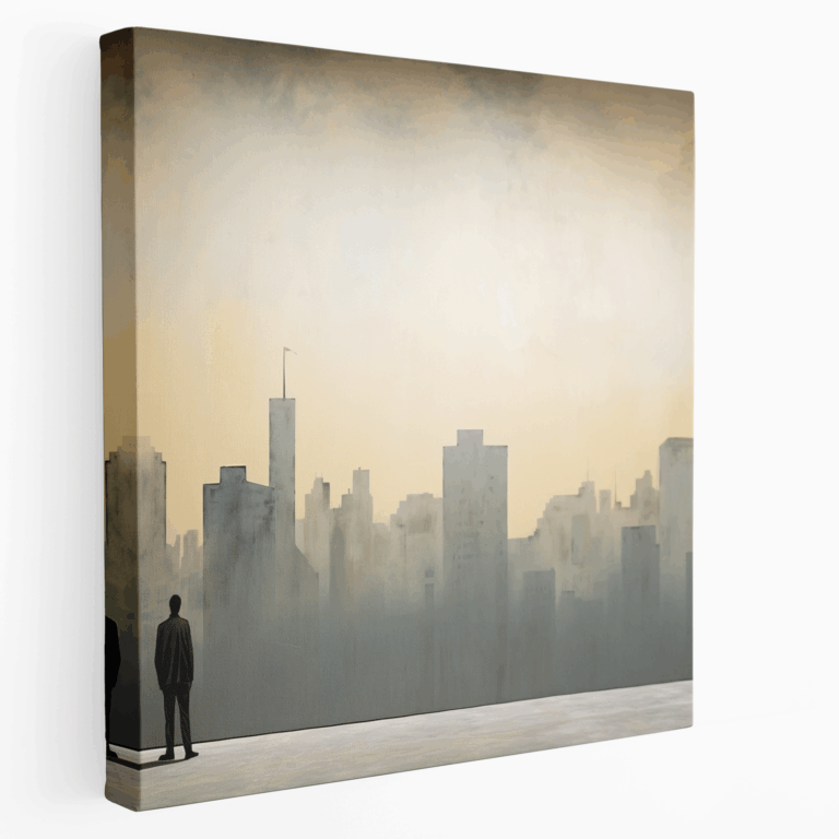 Leinwandbild Einsame Silhouette in der Stadt