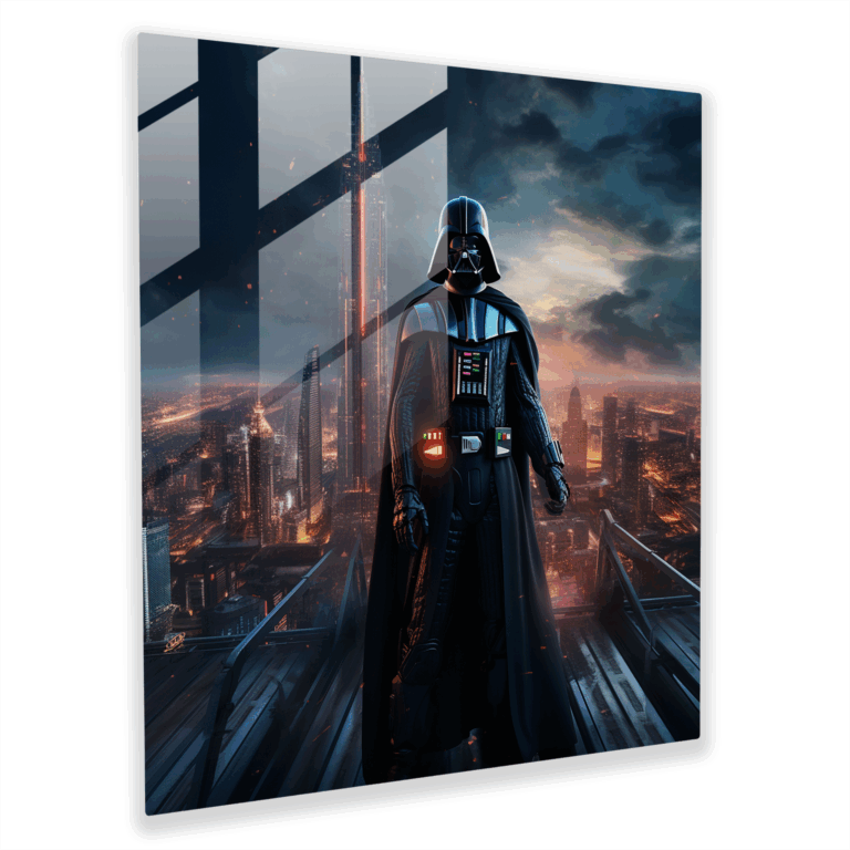Eindrucksvolles Darth Vader Glasbild - Realistische digitale Kunst auf Glas - Wohnkultur - Wanddeko - Glas-Kunst - Modernes Kunstwerk
