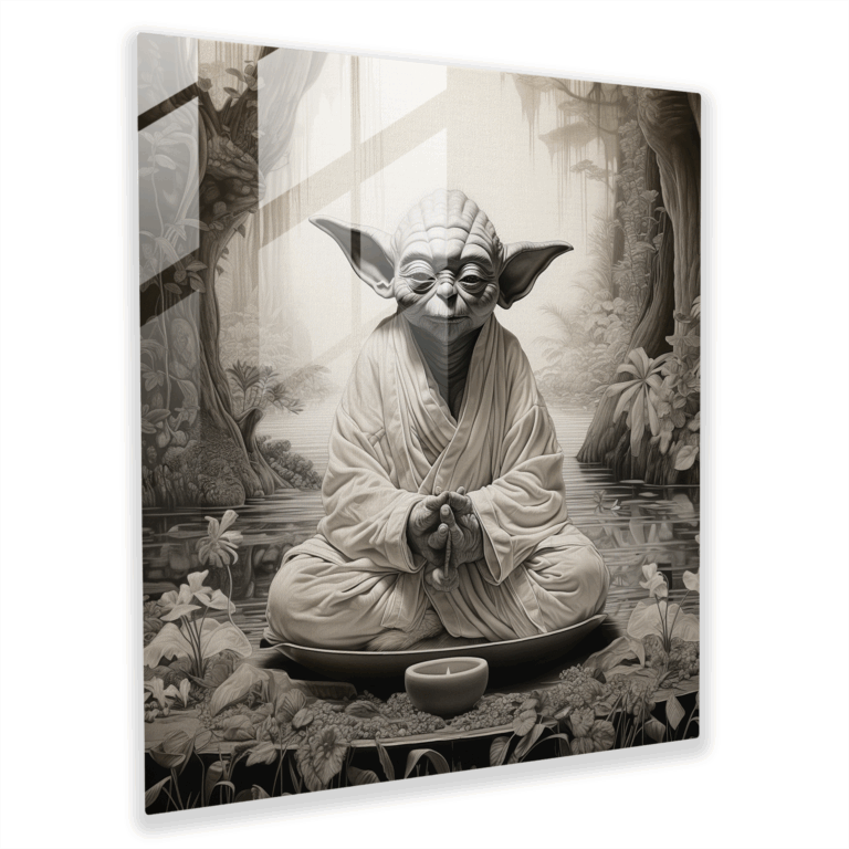 Glasbild mit dem Motiv 'Ruhiger Yoda'