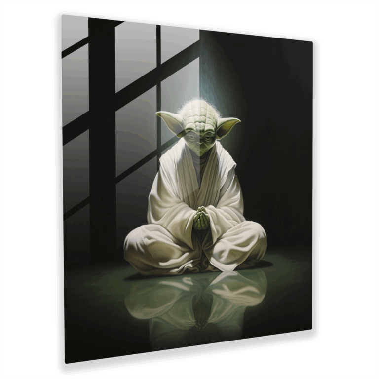 Glasbild Minimalistisches Serenes Yoda
