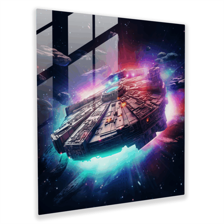 Leinwandbild Millennium Falcon im Neon-Glow Design