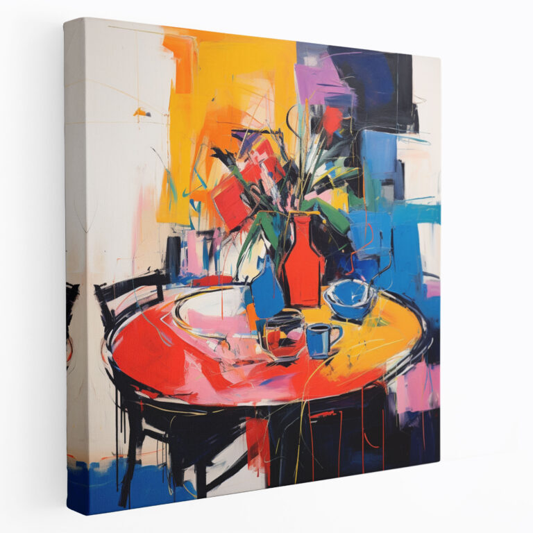 Leinwandbild - Abstraktes expressionistisches Kunstwerk - Wandkunst - Dynamisch - Stilleben